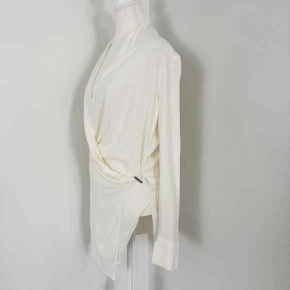 Helmut Lang Fold Over Drape Wrap Front Blouse Size Medium - Picture 2 of 10
